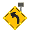 LED Traffic Sign, Left Curve Arrow, Black/Yellow, 30" W, 30" H