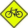 Bike Crossing Pictogram Traffic Sign, 30 in Height, 30 in Width, Aluminum, Diamond, No Text