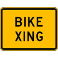 Bike Xing Traffic Sign, 18 in H, 24 in W, Aluminum, Horizontal Rectangle, English, W11-1P-24HA