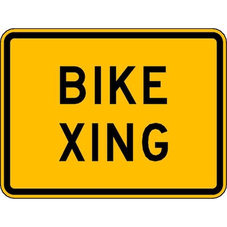 Bike Xing Traffic Sign, 18 in H, 24 in W, Aluminum, Horizontal Rectangle, English, W11-1P-24HA
