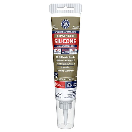 Silicone Sealant, 3 oz, Tube, Clear, Silicone Base, Advanced Silicone