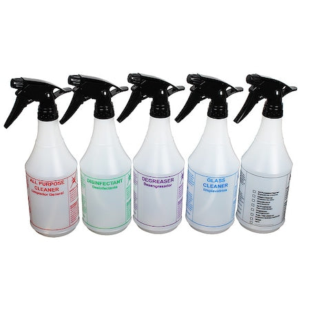 24 oz. Plastic Preprinted Trigger Spray Bottle, PK5