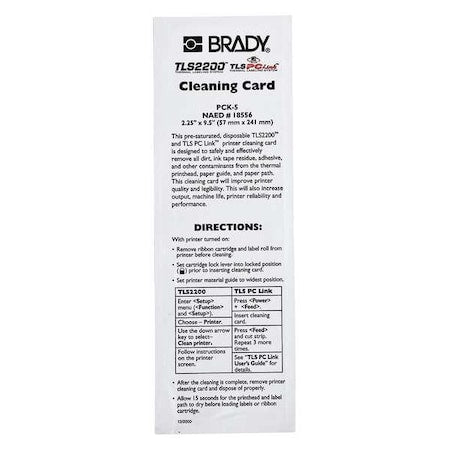 Printer Cleaning Cards, for use with G1408653, Pk5