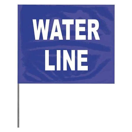 Marking Flag, PVC, Water Line, 4" L., 100 PK