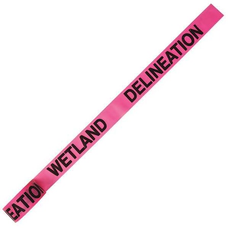 Flagging Tape, Wetland Delineation, Fluorescent Pink, 1 1/2 in Wide x 150 ft Length, Vinyl, 2.5 mil
