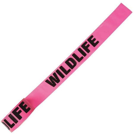 Flagging Tape, Wildlife, Fluorescent Pink, 1 1/2 in Wide x 150 ft Length, Vinyl, 2.5 mil