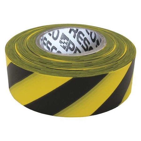 Flagging Tape, No Legend, Black/Yellow, 1 3/16 in Wide x 300 ft Length, Vinyl, 2 mil