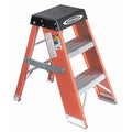 Step Stand, 3 Steps, 375 lb Load Capacity, 36 in Overall Height, Fiberglass, Orange/Silver/Black