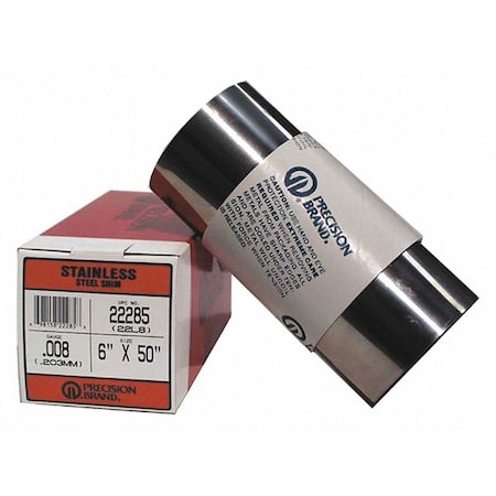 Shim Stock, Roll, Cold 302 SS, 0.0040 In, Width: 12