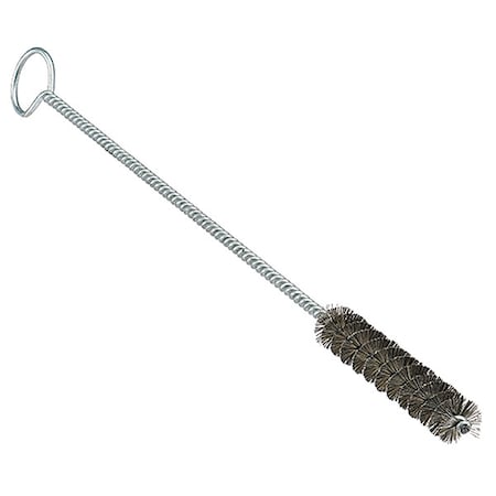 Tube and Pipe Brush, 6 in L Handle, 2 in L Brush, Tan, Stainless steel, 8 in L Overall, 12 PK