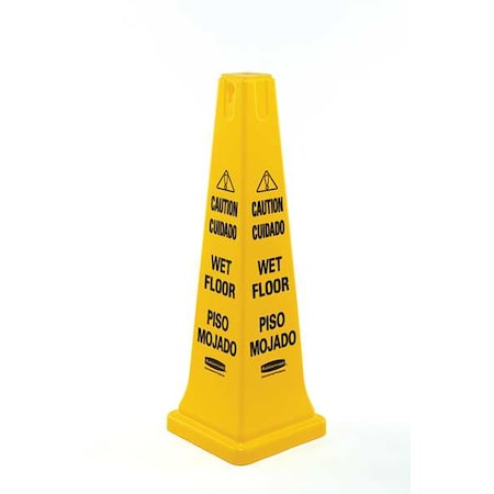 Safety Cone, 36 in Height, 12 1/4 in Width, HDPE, Cone, English, French, Spanish