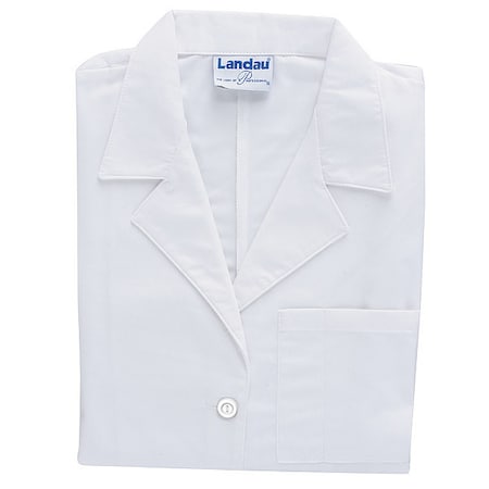 Collared Lab Coat, Cotton Poplin/Polyester, 3 Pockets, Button
