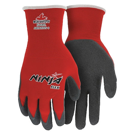 Coated Gloves, Latex, Textured, Palm, 3 Abrasion Level, Red, XL (10) 1 PR