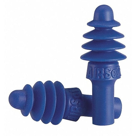 AirSoft Reusable TPE Ear Plugs, Flanged Shape, 27 dB, Blue, 100 PK