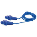 Quattro(TM) Reusable Rubber Vinyl Ear Plugs, Flanged Shape, 25 dB, Blue, 100 PK