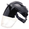 Ratchet Face Shield Assembly, Clear Visor, Polycarbonate, Ratchet Suspension, Anti-Fog Lens, Black