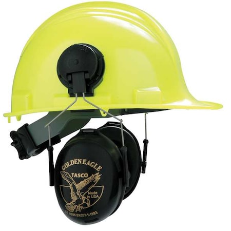 Golden Eagle Hard Hat Mounted Ear Muffs, 26 dB NRR, Passive, General Purpose, Black