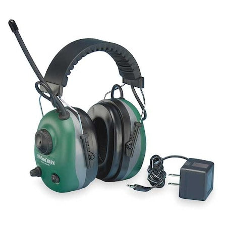 QuieTunes Over-the-Head Electronic Ear Muffs, 22 dB NRR, Green