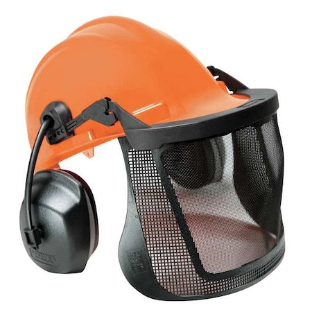 Hard Hat, ProGuard (TM), Polypropylene, 6 Point Ratchet, Type 1, Class E, Orange (Cap)/Black (Muff)