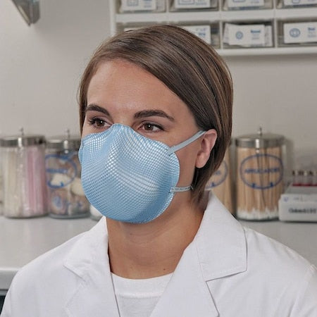 Disposable Respirator, N95, Molded, Dual Strap, Non-Adj., Dura-Mesh Shell, Blue, S, PK 20