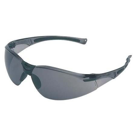 A800, Safety Glasses, Anti-Scratch, Gray Lens, Clear Frame, Half-Frame