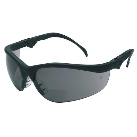 KD3 Reader Safety Glasses, Black Wraparound Frame, 1.5 Diopter, Gray Lens, Anti-Scratch Coating