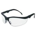 KD3 Reader Safety Glasses, Black Wraparound Frame, 1.0 Diopter, Clear Lens, Anti-Scratch Coating