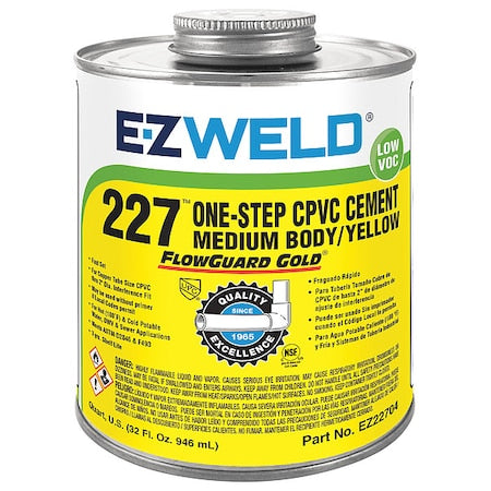 CPVC One-Step Cement, 32 Oz, Yellow