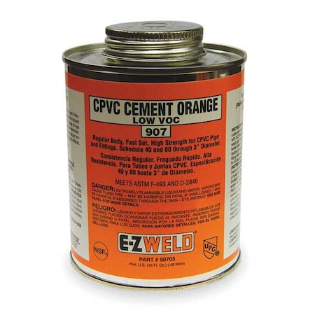 Pipe Cement, 16 fl oz, Orange