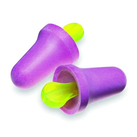 No-Touch Disposable Uncorded Ear Plugs, Bell Shape, NRR 29 dB, M, Purple, 100PK