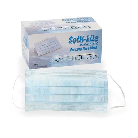 Surgical Mask, 3-Ply, Dual, Non-Adjustable Strap, None, Blue, M, 50 PK