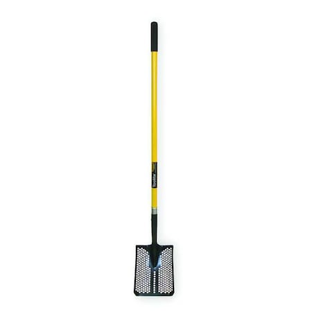 Square Point Mud/Sifting Shovel, 14 ga #2 Blade, Steel Blade, Forward Turn Step, 48 in L Yellow