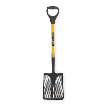 Square Point Mud/Sifting Shovel, 14 ga #2 Blade, Steel Blade, Forward Turn Step, 29 in L Yellow