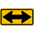 Double Arrow Traffic Sign, 12 in Height, 24 in Width, Aluminum, Horizontal Rectangle, No Text