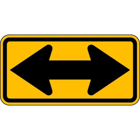 Double Arrow Traffic Sign, 12 in Height, 24 in Width, Aluminum, Horizontal Rectangle, No Text