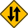 Two Way Traffic Traffic Sign, 24 in H, 24 in W, Aluminum, Diamond, No Text, W6-3-24DA