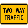 Two Way Traffic Traffic Sign, 18 in H, 24 in W, Aluminum, Horizontal Rectangle, English, W6-3P-24DA