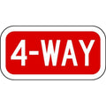 4-Way Traffic Sign, 6 in H, 12 in W, Aluminum, Horizontal Rectangle, English, R1-3-4-12DA