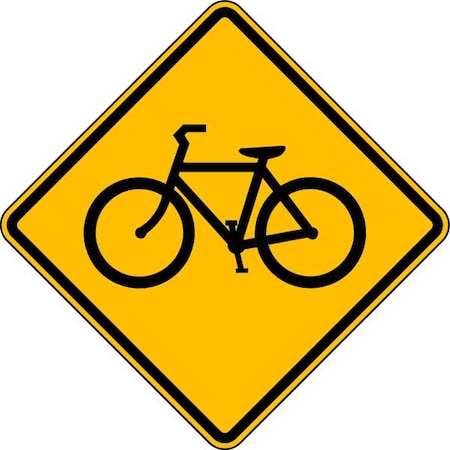 Bike Crossing Pictogram Traffic Sign, 24 in H, 24 in W, Aluminum, Diamond, No Text, W11-1-24DA