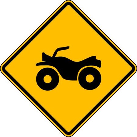 ATV Crossing Traffic Sign, 12 in Height, 12 in Width, Aluminum, Diamond, No Text