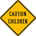 Caution Children Traffic Sign, 24 in H, 24 in W, Aluminum, Diamond, English, LW9-11A-24DA
