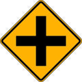 Cross Intersection Traffic Sign, 24 in Height, 24 in Width, Aluminum, Diamond, No Text