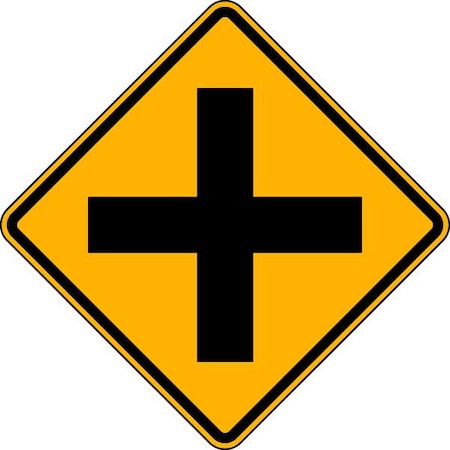Cross Intersection Traffic Sign, 24 in Height, 24 in Width, Aluminum, Diamond, No Text