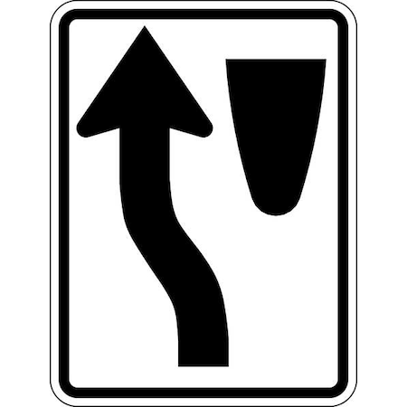 Merge Left Traffic Sign, 24 in Height, 18 in Width, Aluminum, Vertical Rectangle, No Text