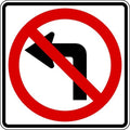 No Left Turn Traffic Sign, 24 in H, 24 in W, Aluminum, Square, No Text, R3-2-24DA