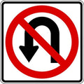 No U-Turn Traffic Sign, 24 in Height, 24 in Width, Aluminum, Square, No Text