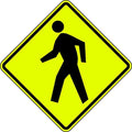 Pedestrian Crossing Pictogram Traffic Sign, 24 in H, 24 in W, Aluminum, Diamond, W11-2-30SYGA