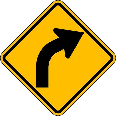 Right Curve Traffic Sign, 24 in Height, 24 in Width, Aluminum, Diamond, No Text
