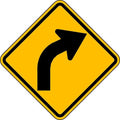 Right Curve Traffic Sign, 12 in Height, 12 in Width, Aluminum, Diamond, No Text
