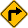 Right Turn Traffic Sign, 24 in H, 24 in W, Aluminum, Diamond, No Text, W1-1R-24HA